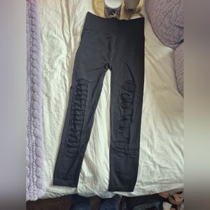 Women's Black Cut Out Mesh Leggings